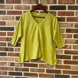 Eileen Fisher Green 3/4 sleeve top Medium